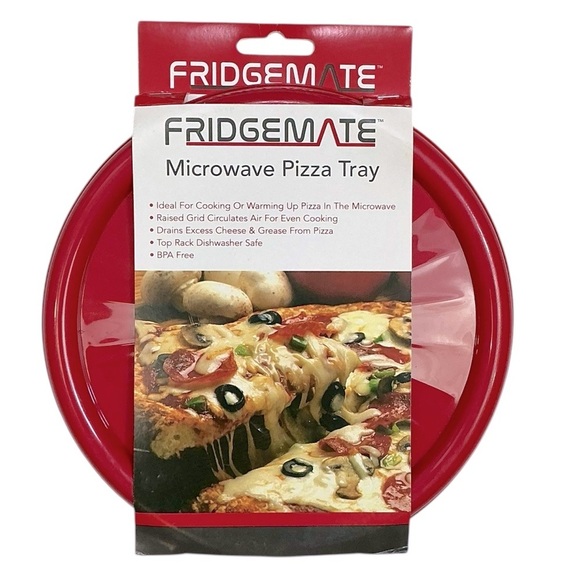 Frigidaire Pizza Reheating Microwave Reusable 4 Trays Fridgemate Red Round NEW - Picture 2 of 14